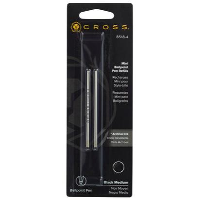 Cross Mini Ballpoint Pen Refill - Black - Medium - Dual Pack 8518-4