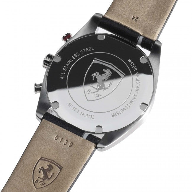 Ferrari Men's 0830237 D50 Stainless Steel Watch with Striped Leather Band