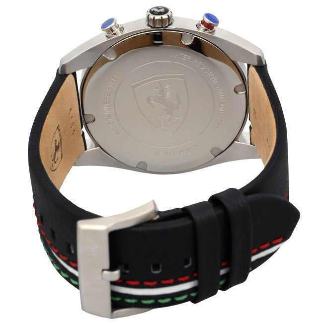 Ferrari Men's 0830237 D50 Stainless Steel Watch with Striped Leather Band