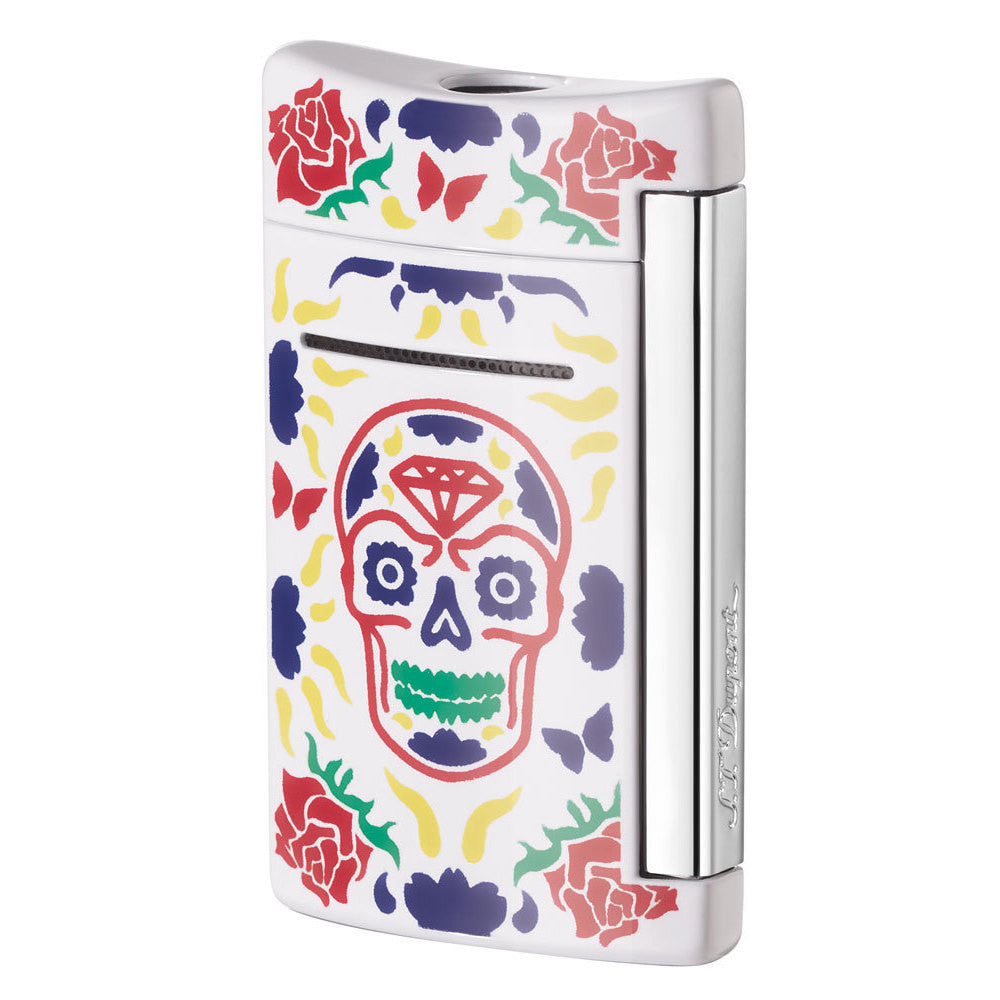 S.T. Dupont Dia De Los Muertos MiniJet Single Torch Flame Lighter White 10085