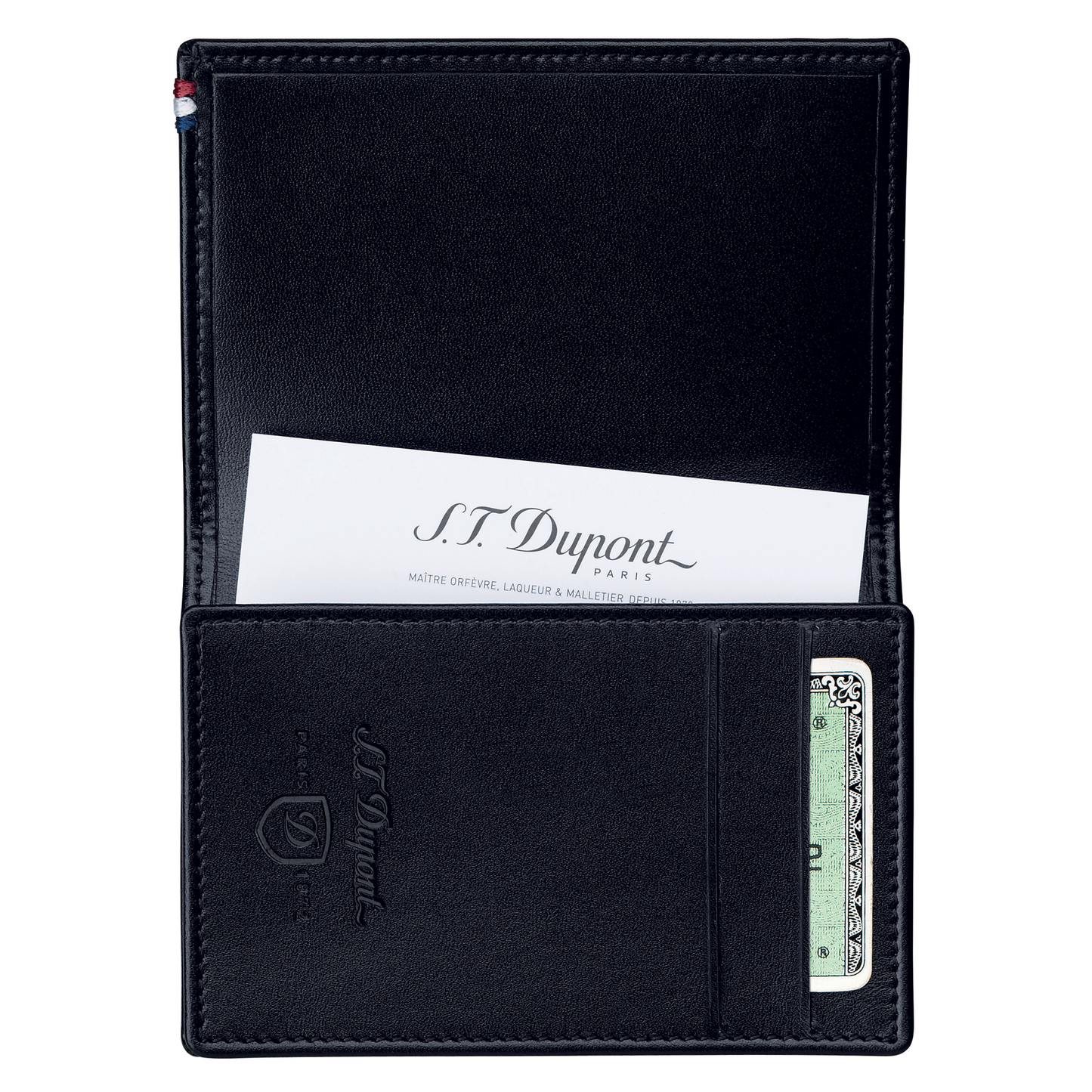 S.T. Dupont Black Line D Elysee Leather Card Holder Wallet 180013