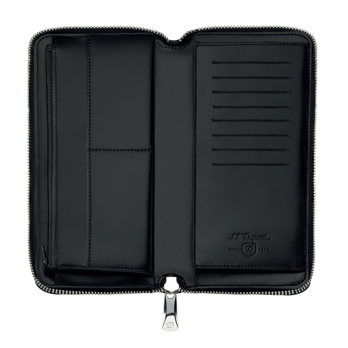 S.T. Dupont Line D Wallet, Black Leather fits 8 Cards, Zipper 180094