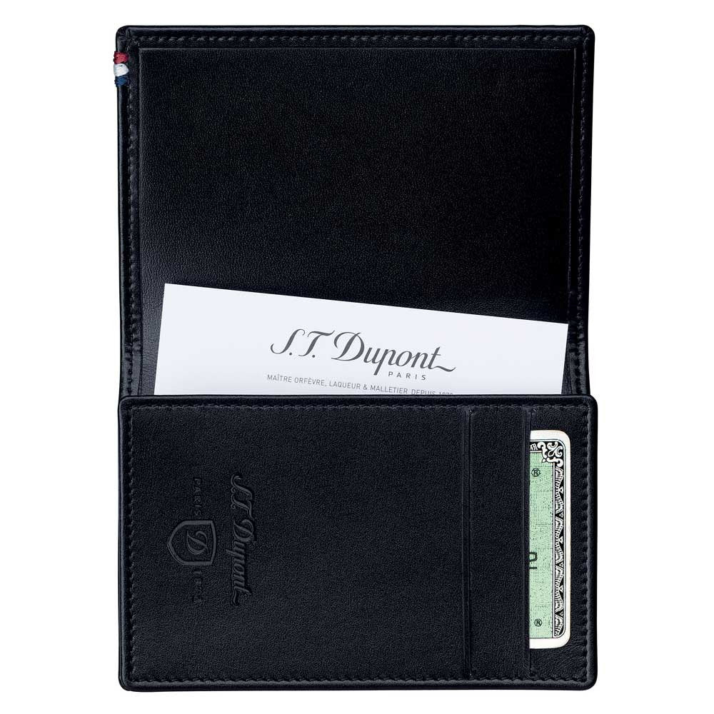 S.T. Dupont Black Contraste Leather Card Holder Wallet, 180313