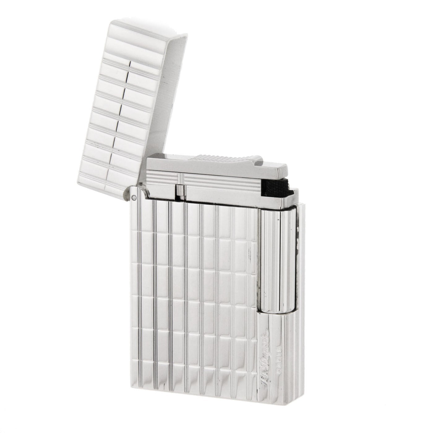 S.T. Dupont Silver Plate, Cut Lines Gatsby Lighter, 18138 (018138)