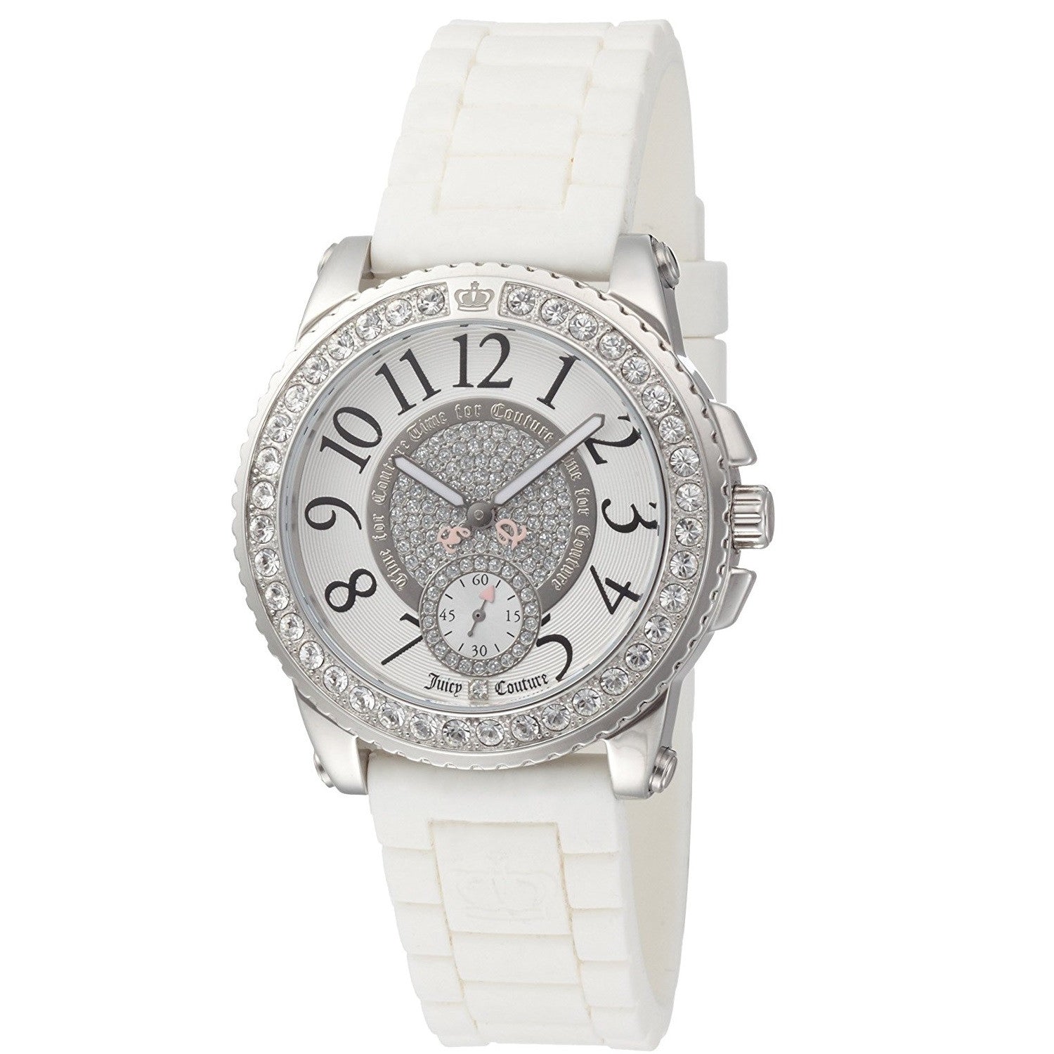 JUICY COUTURE White Rubber Band Crystal Encrusted Dial Watch Juicy Couture White Band Glitter Dial Women main image 4