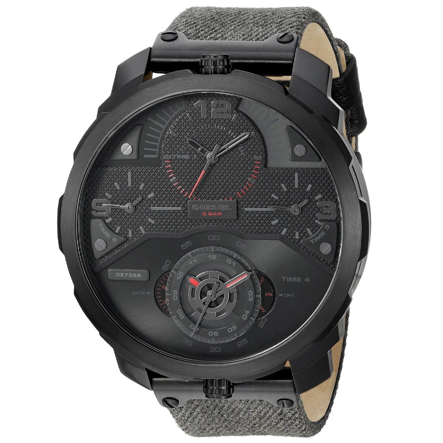 Men's Diesel 'Machinus' Round Woven Strap Watch, 55Mm DZ7358