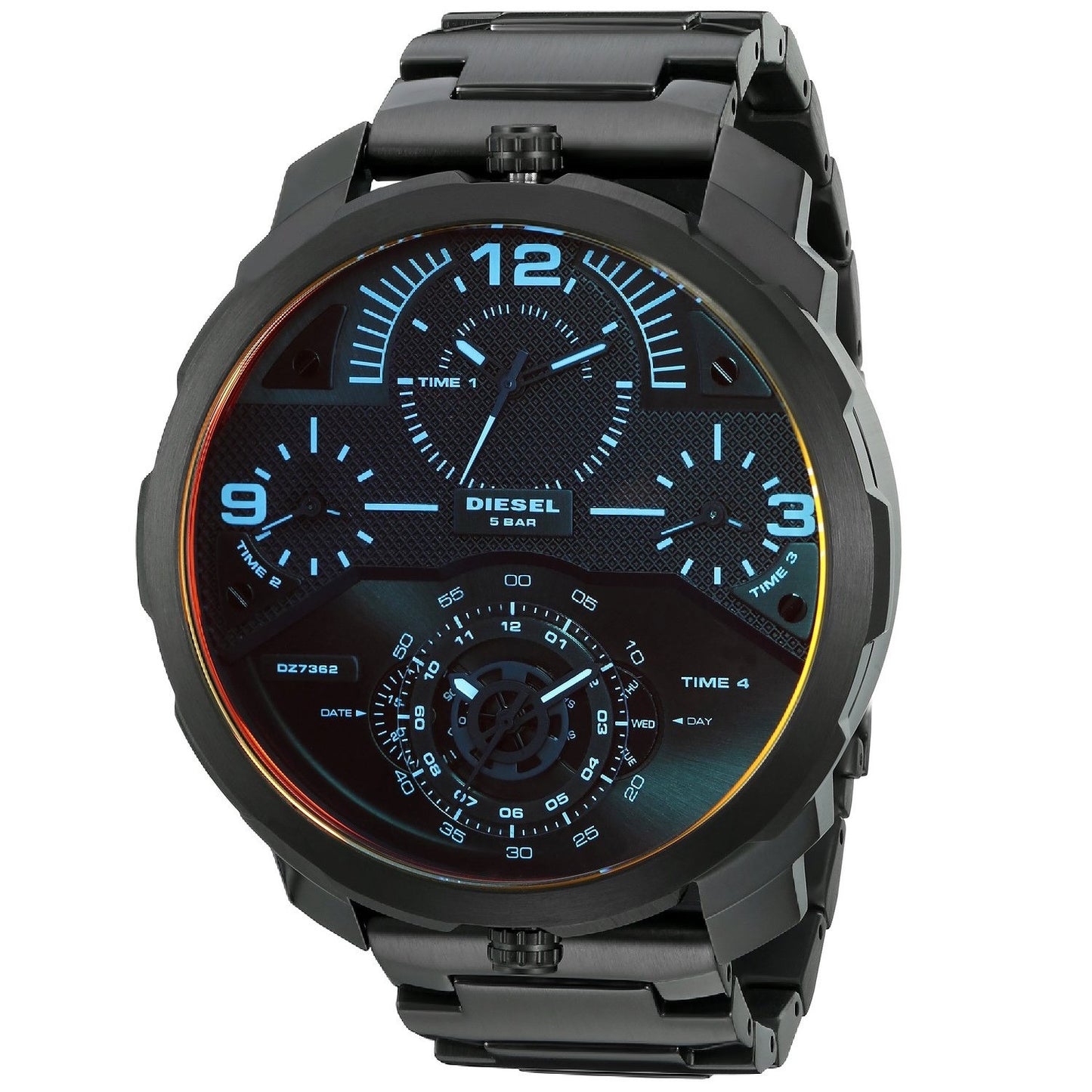 Diesel Men's DZ7362 'Machinus' 4 Time Zones Black Stainless Steel Watch