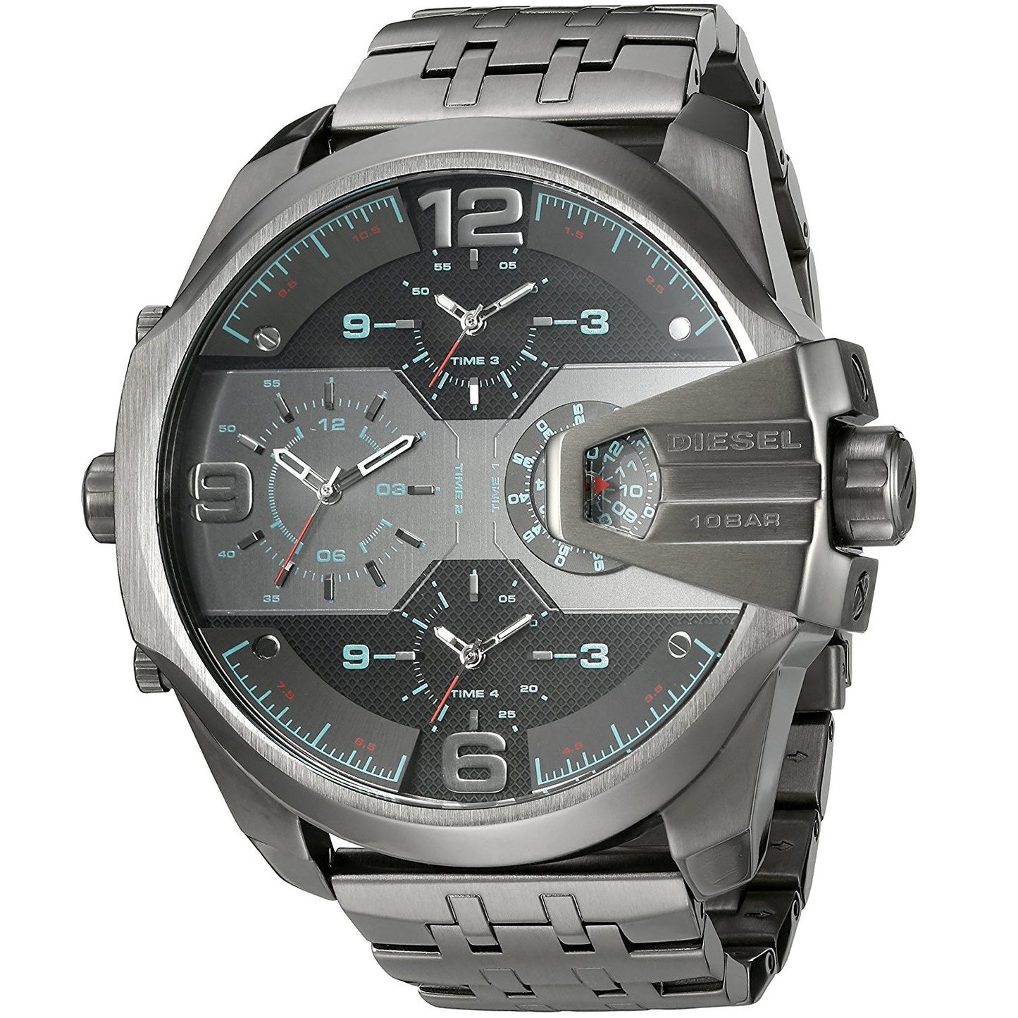 Diesel Men's DZ7372 'Uber Chief' 4 Time Zones Black Stainless Steel Watch