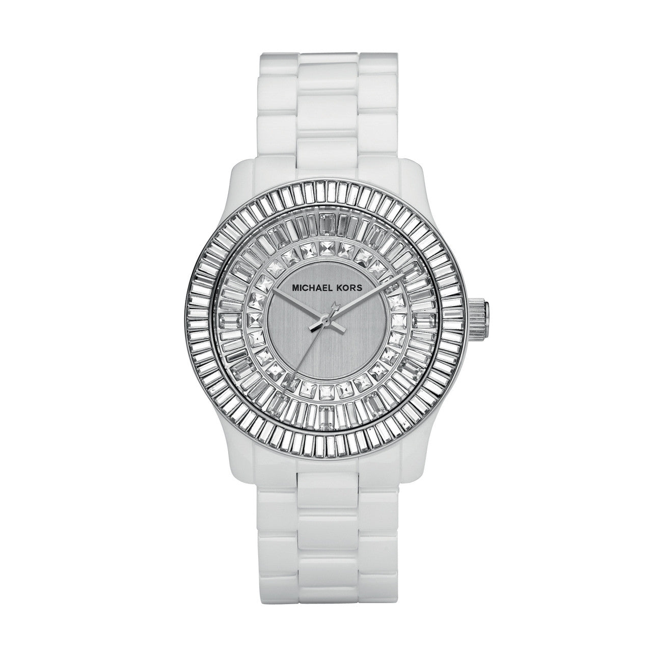 Michael Kors Analog Quartz White Ceramic Crystal Glitz 