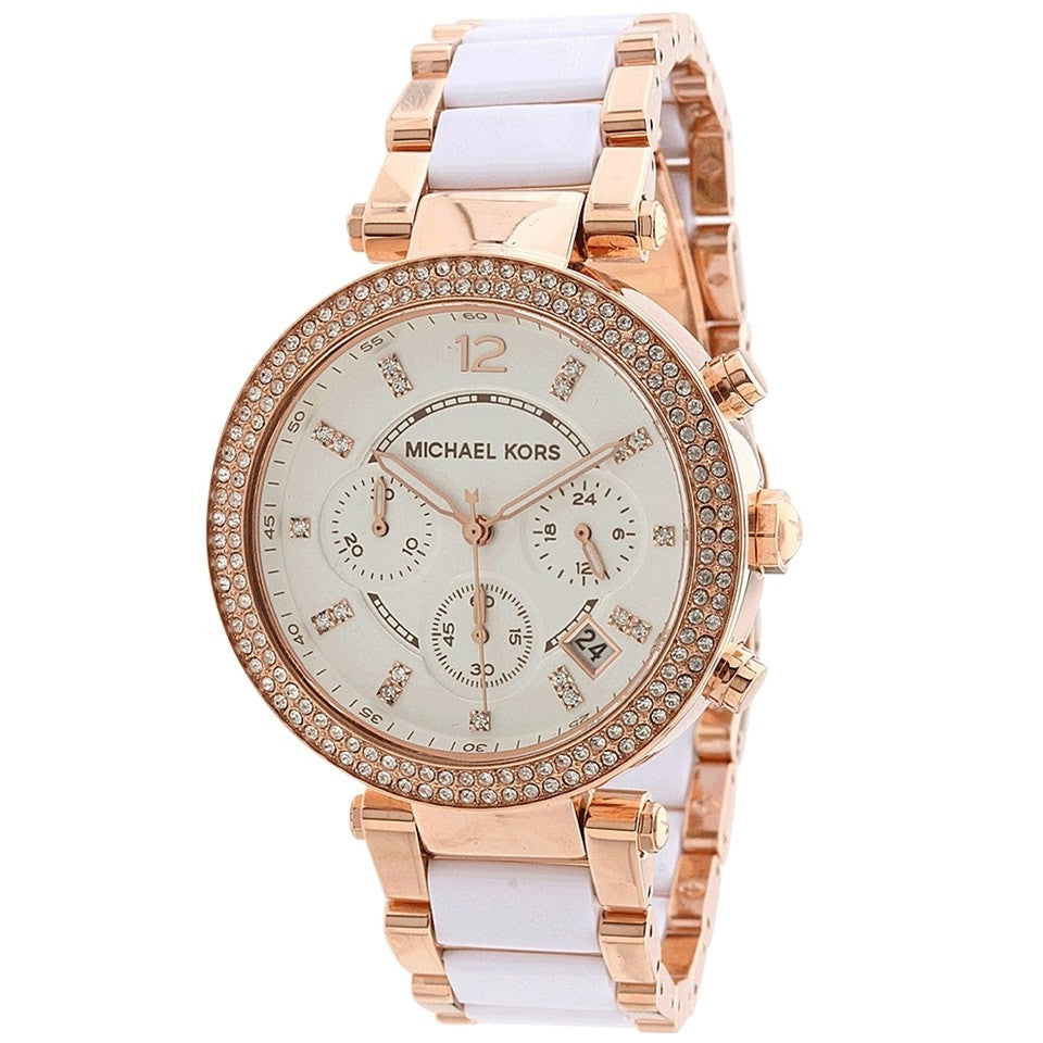 Michael Kors Women's MK5774 Parker Rose Gold-Tone White Watch