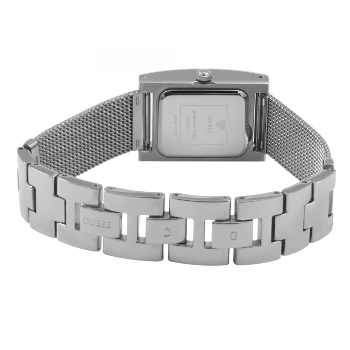 GUESS Women's U0127L1 Timeless Shine Crystal Mesh Silver-Tone Watch