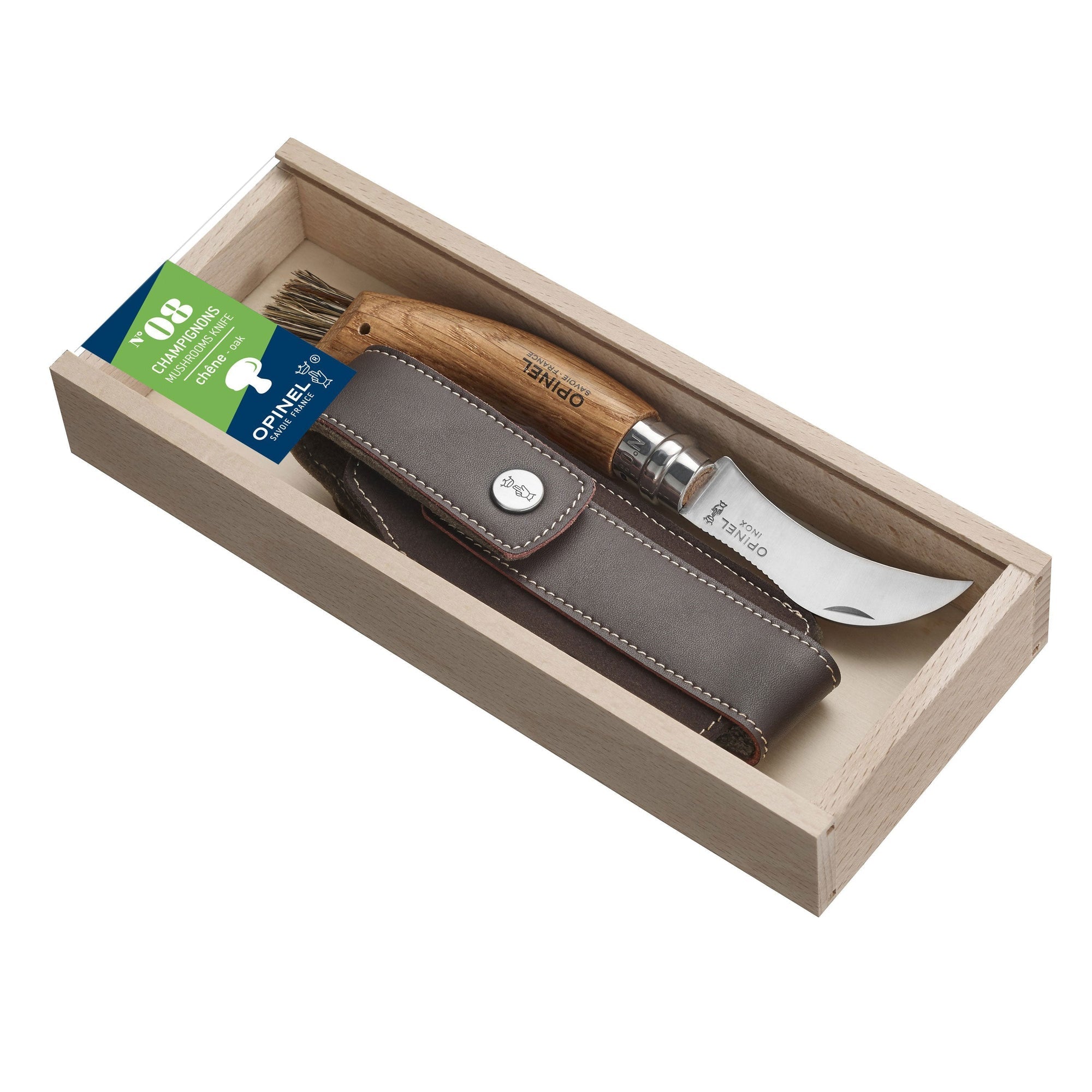 Opinel N°08 Mushroom Knife - Oak Wood Handle with Sheath 001327