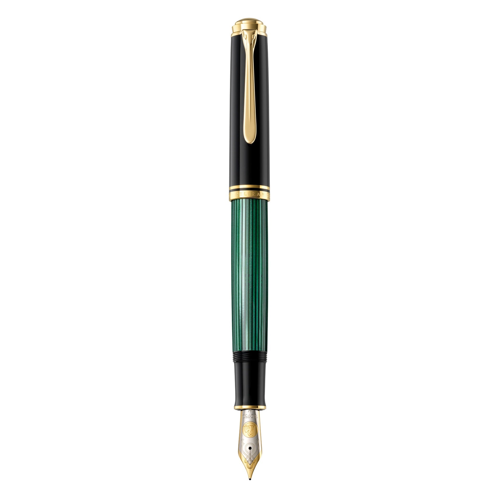 Pelikan M1000 Souveraen Black-Green Fountain Pen With Gold, Medium 987594