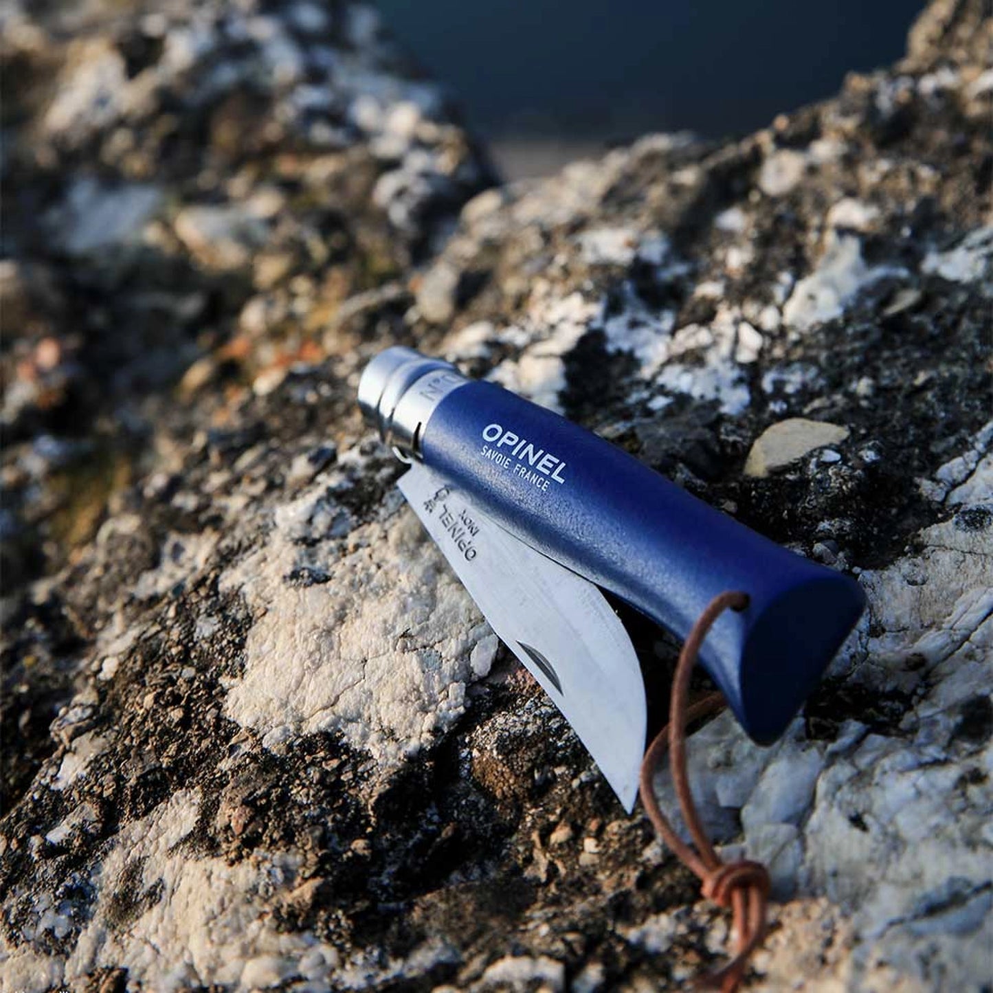 Opinel No.08 Bushwhacker Dark Blue Stainless Steel Folding Knife with Lanyard 002212