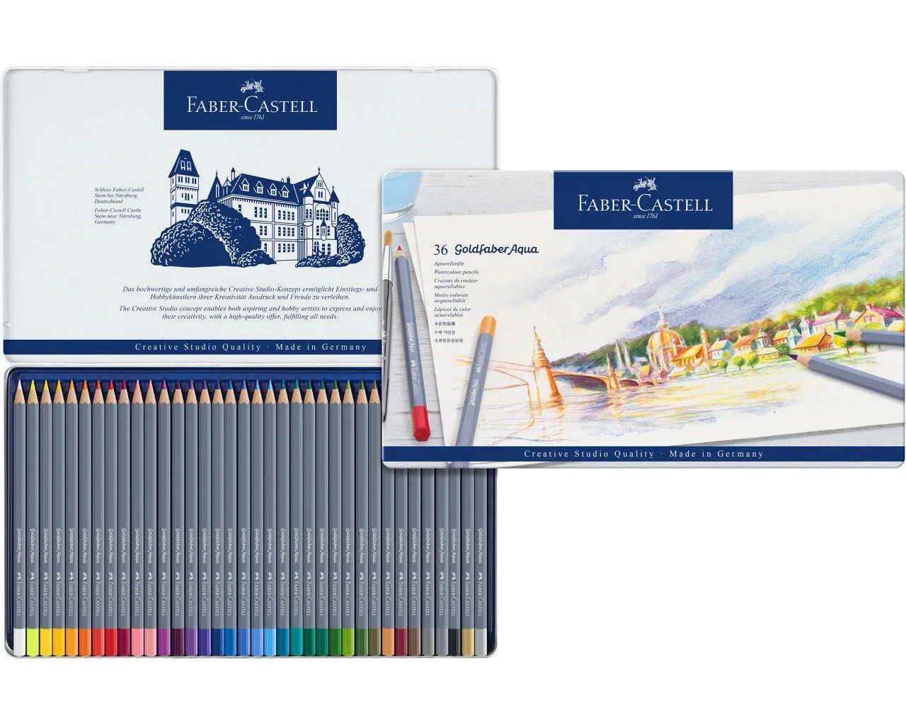Faber-Castell Goldfaber Aqua watercolour pencil tin of 36 114636