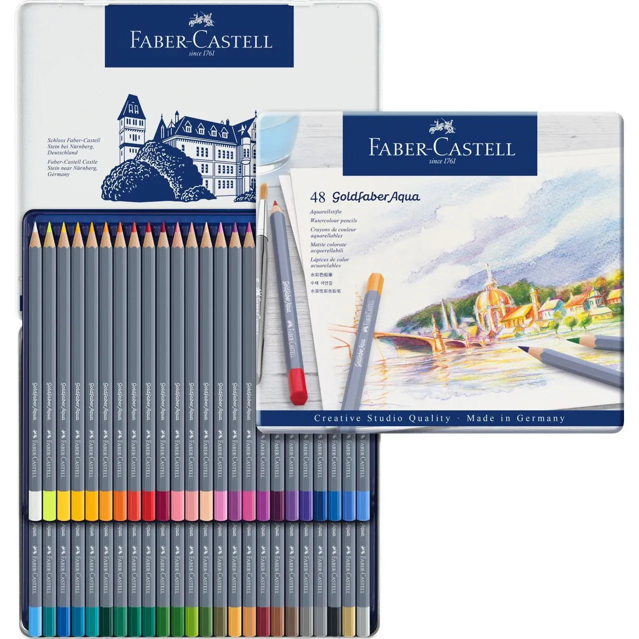 Faber-Castell Goldfaber Aqua watercolour pencil tin of 48 114648