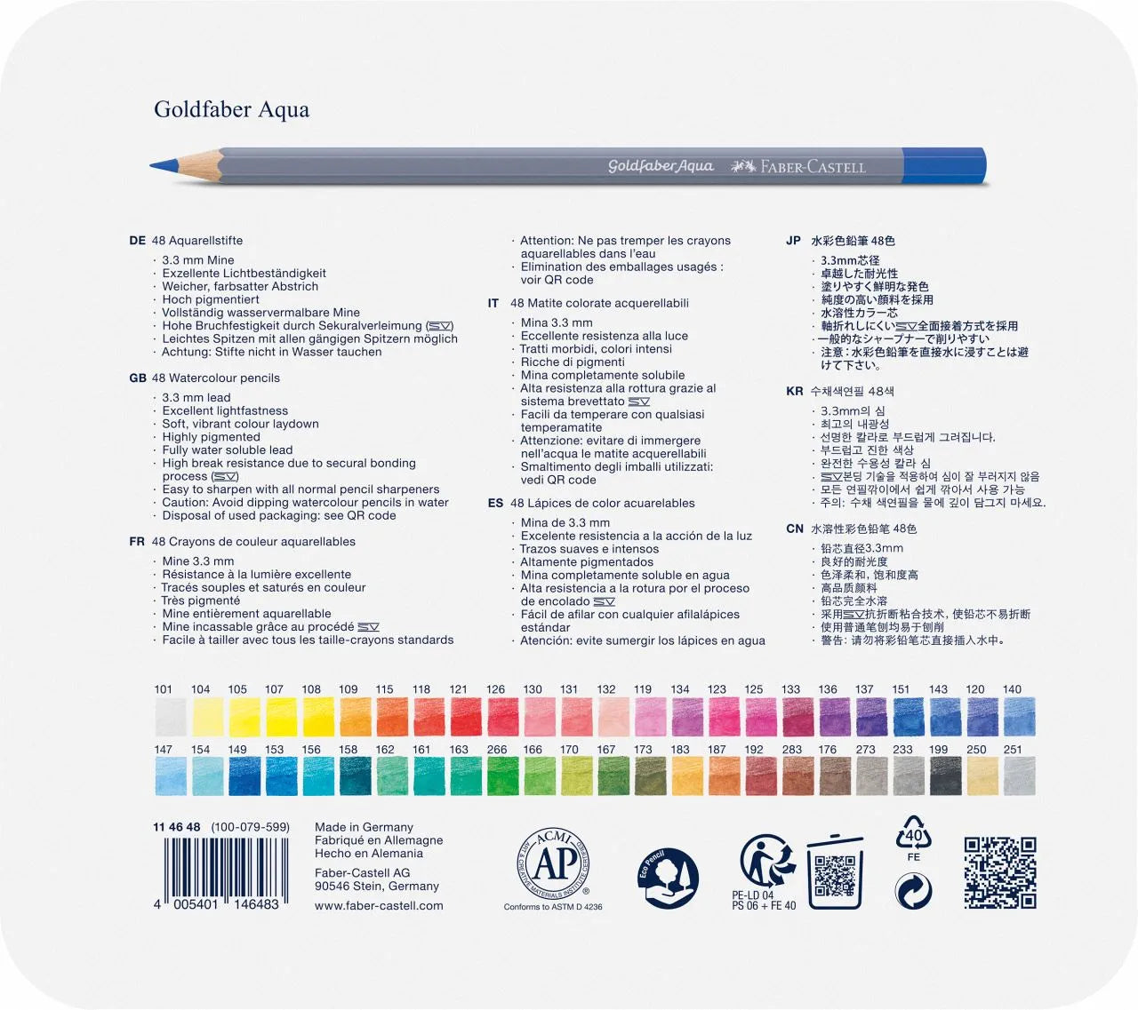 Faber-Castell Goldfaber Aqua watercolour pencil tin of 48 114648