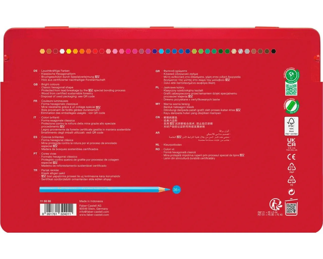 Faber-Castell Classic Colour colour pencils, tin of 36 115886