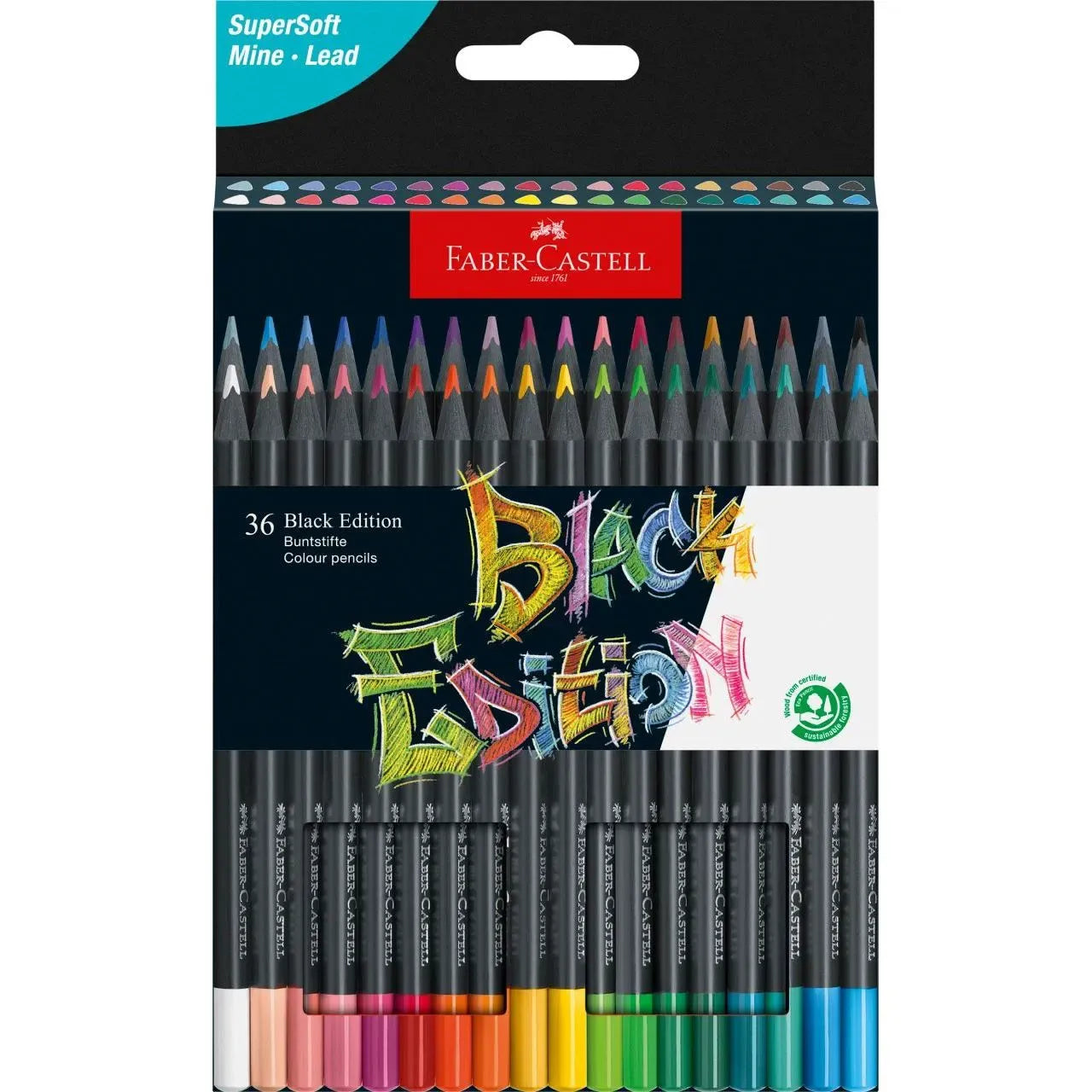 Faber-Castell Black Edition colour pencil, cardboard box of 36 116436