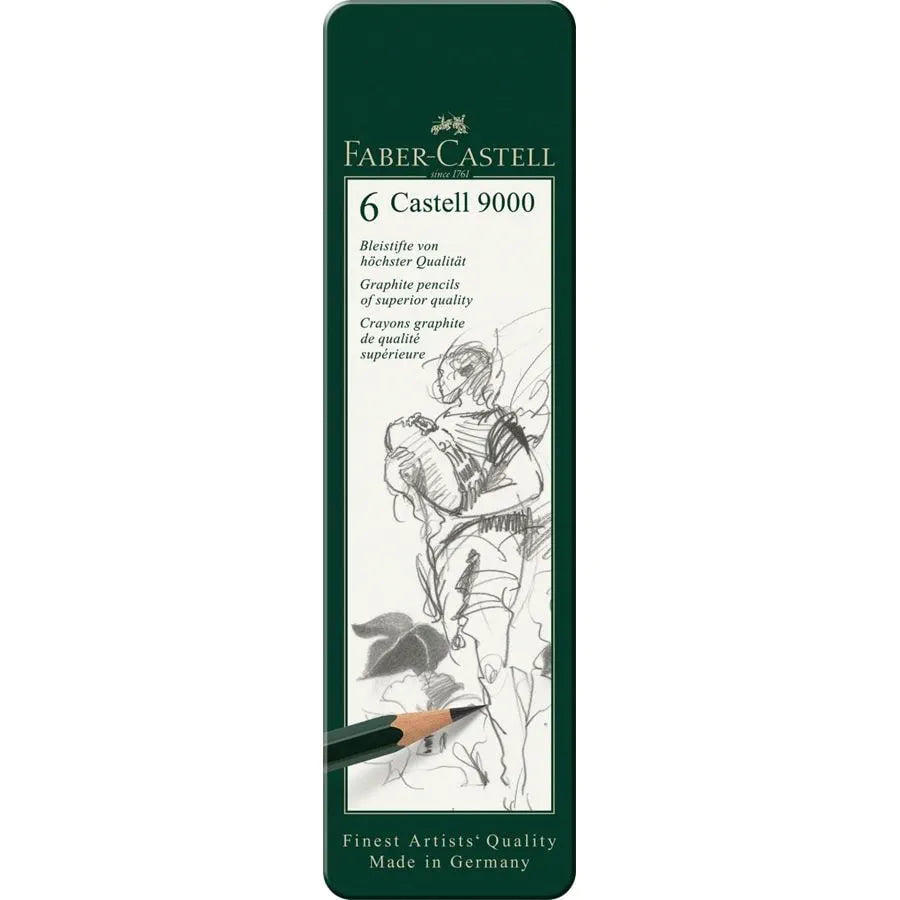 Faber-Castell Castell 9000 graphite pencil tin of 6 119063