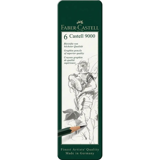 Faber-Castell Castell 9000 graphite pencil tin of 6 119063