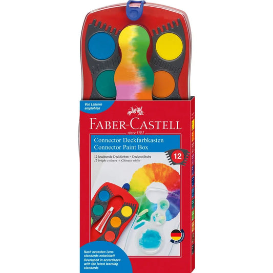Faber-Castell Connector paint box red, 12 colours + chinese white 125030