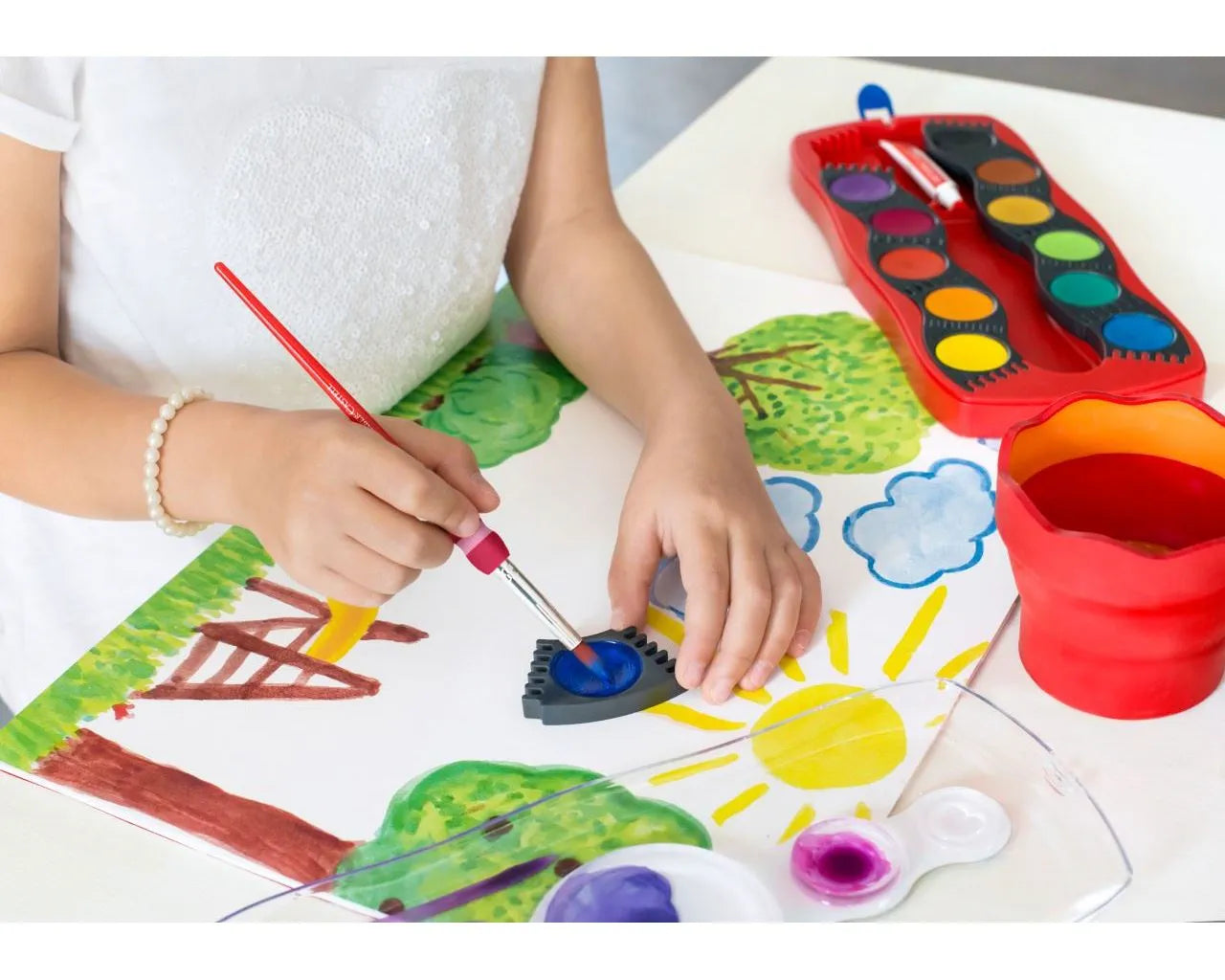 Faber-Castell Connector paint box red, 12 colours + chinese white 125030