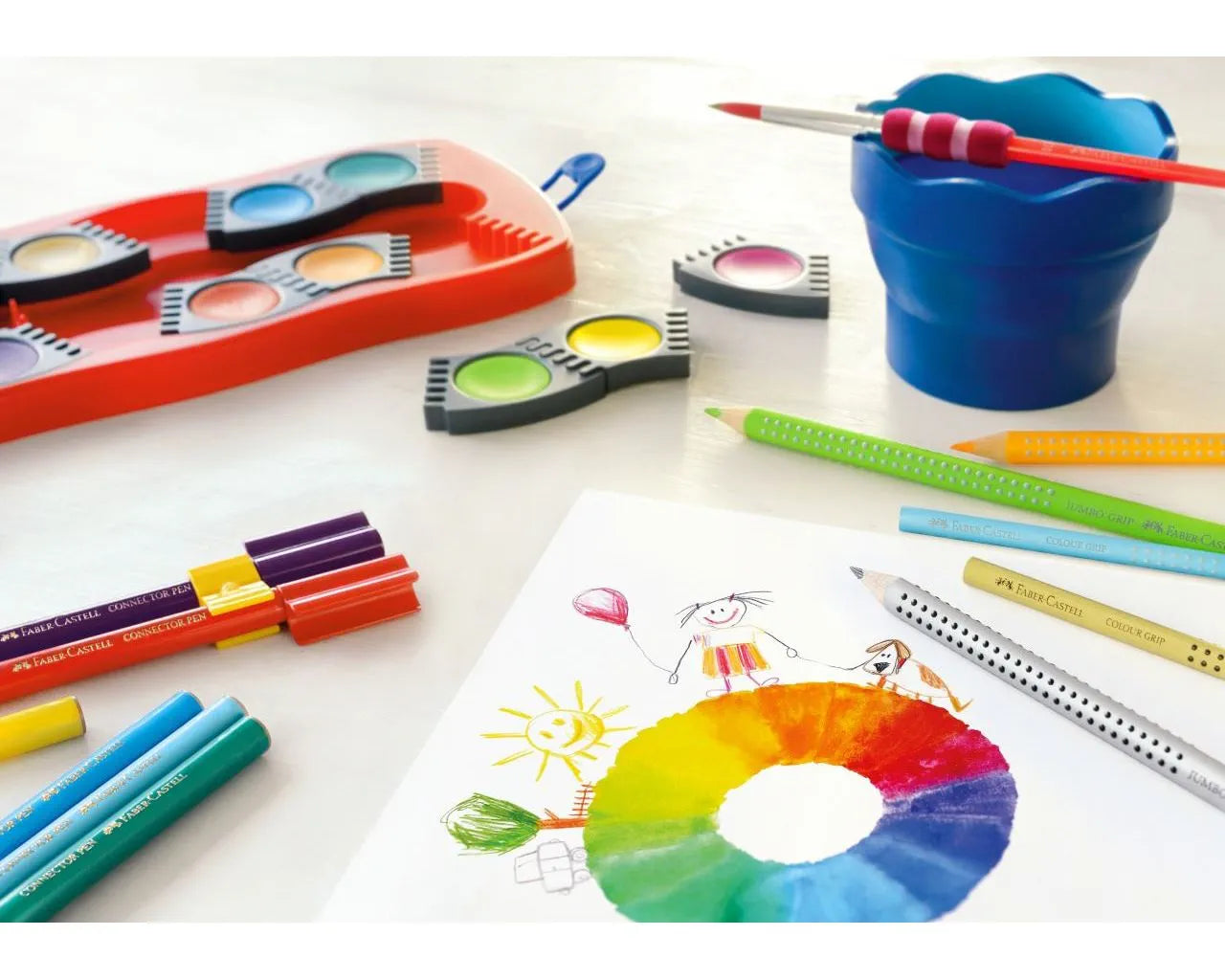 Faber-Castell Connector paint box red, 12 colours + chinese white 125030