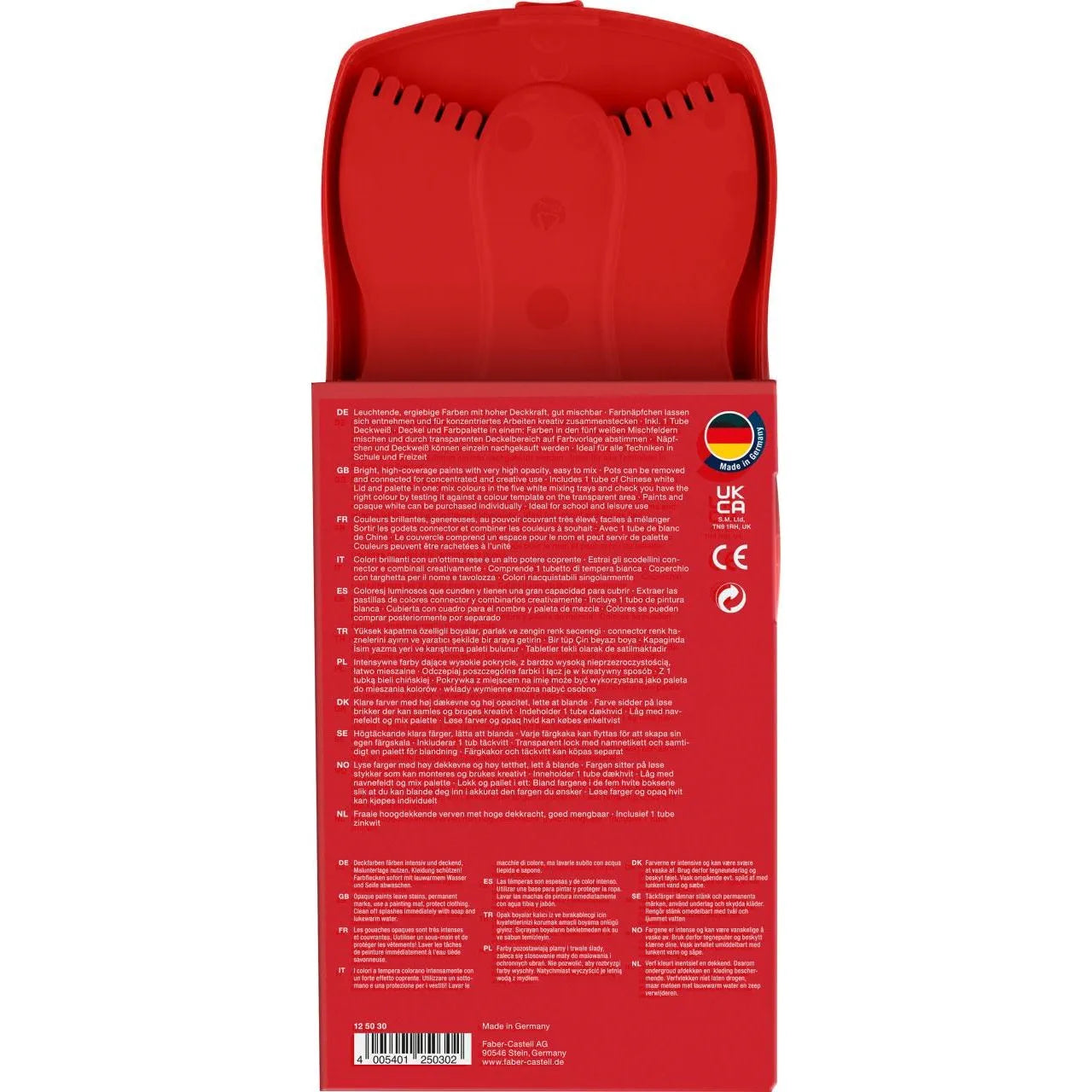 Faber-Castell Connector paint box red, 12 colours + chinese white 125030