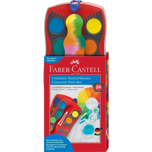 Faber-Castell Connector paint box red, 24 colours + chinese white 125031