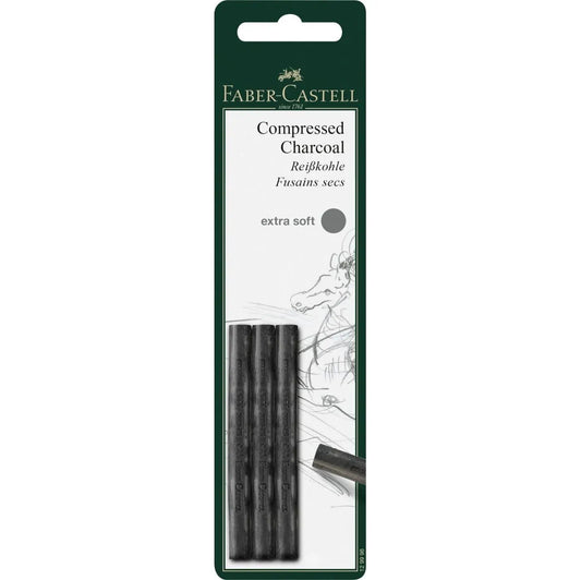 Faber-Castell Pitt compressed charcoal stick set of 3 extra soft 129996