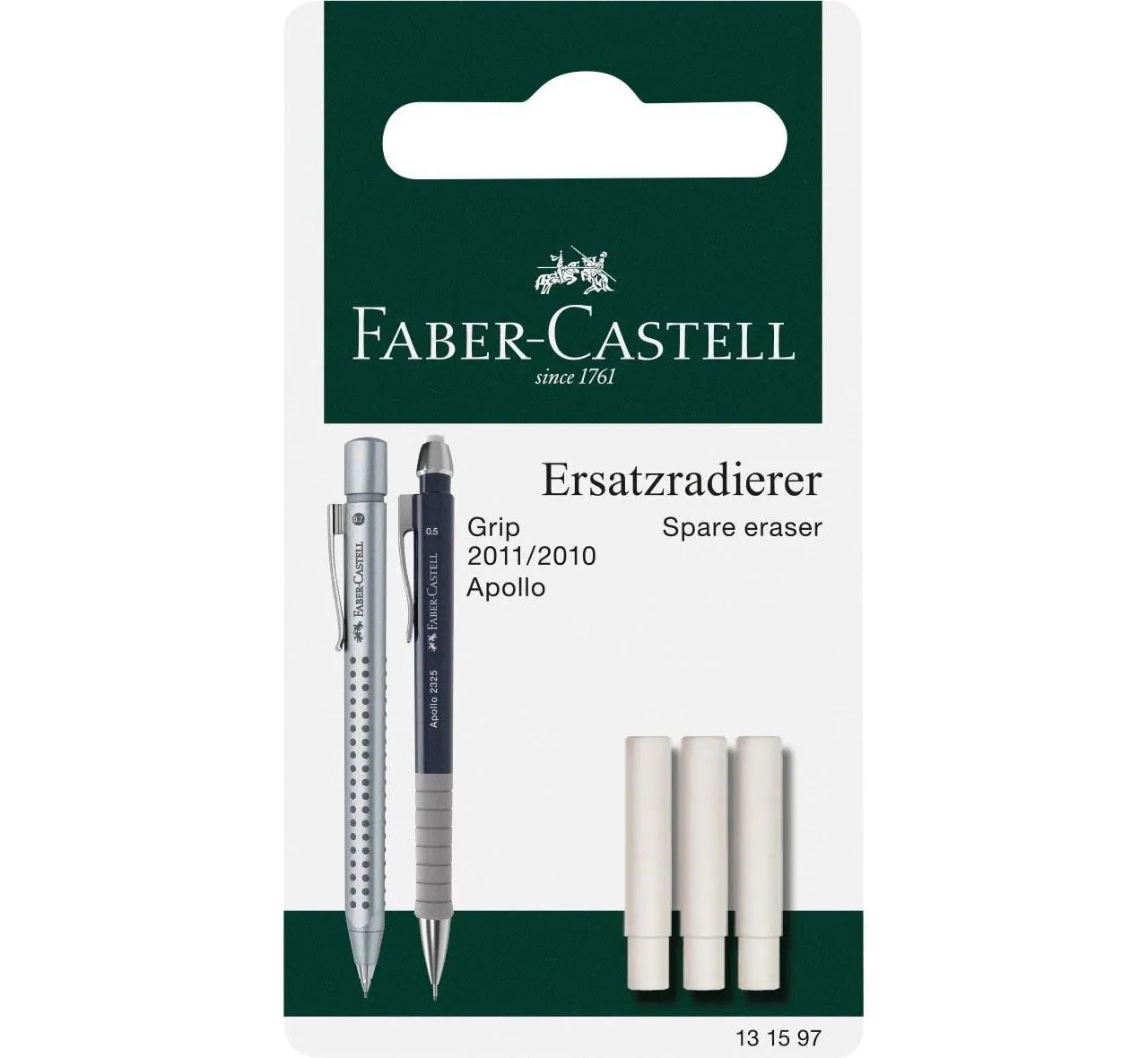 Faber-Castell Grip 2011 spare erasers for mechanical pencil set of 3 131597