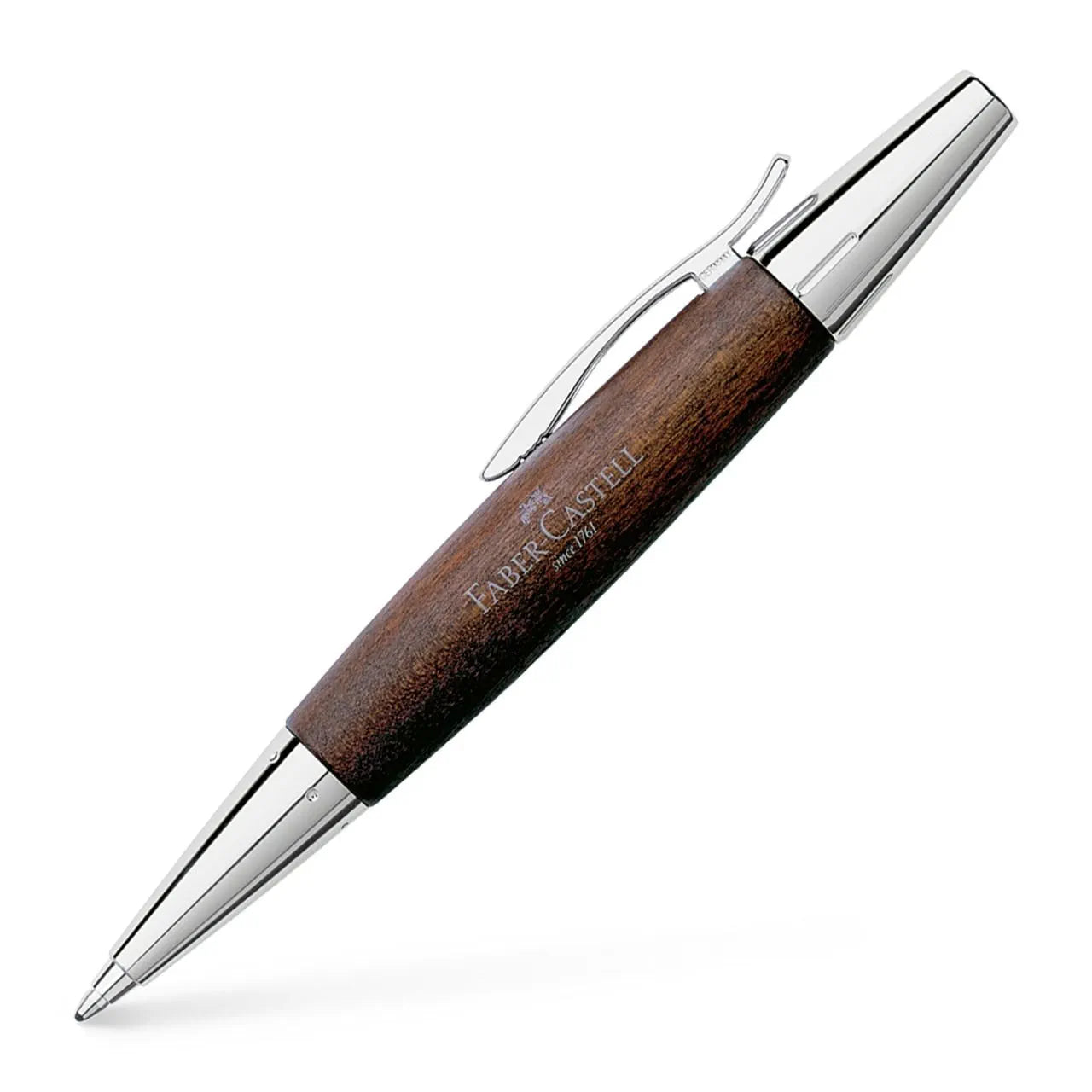 Faber-Castell e-motion wood twist ballpoint pen B, dark brown 148381