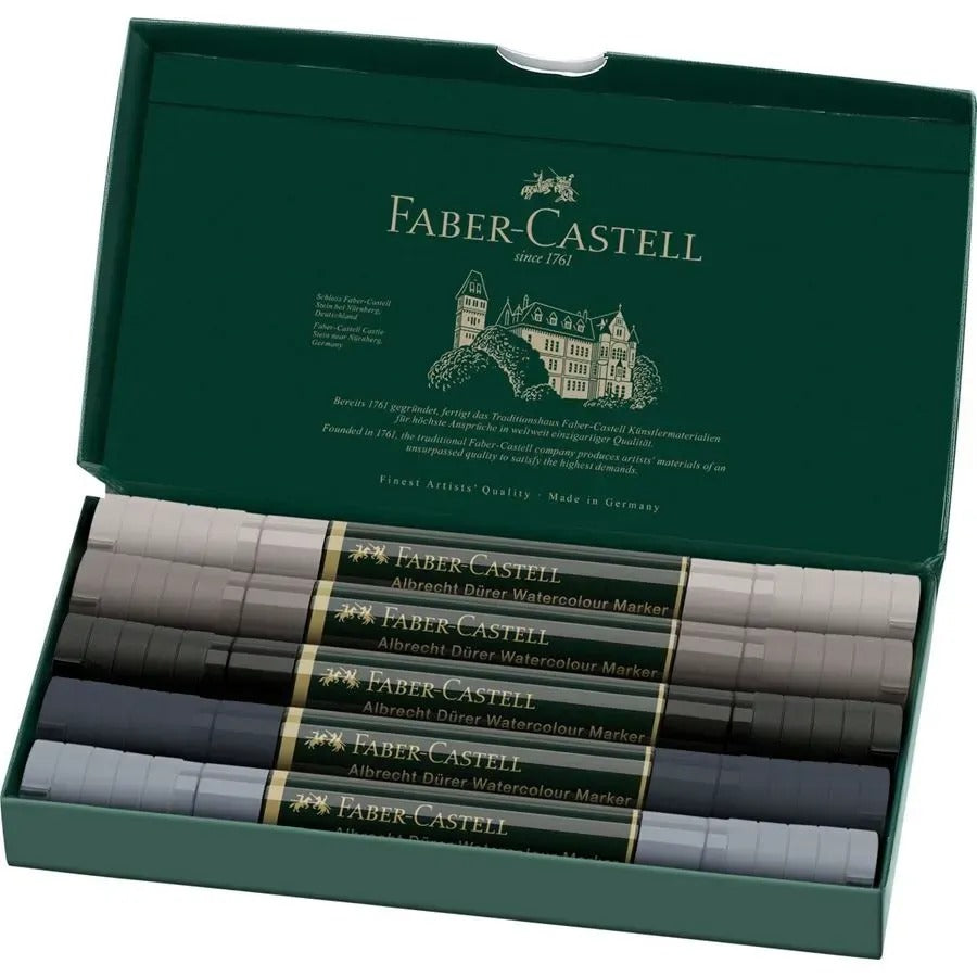 Faber-Castell Albrecht Dürer Watercolour Marker Wallet of 5, Grey Tones 160306