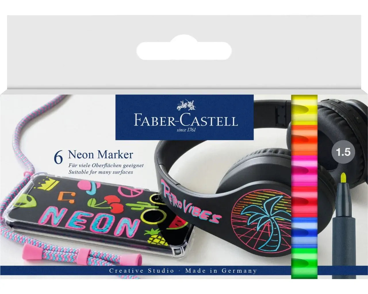 Faber-Castell Neon marker cardboard wallet of 6 160806