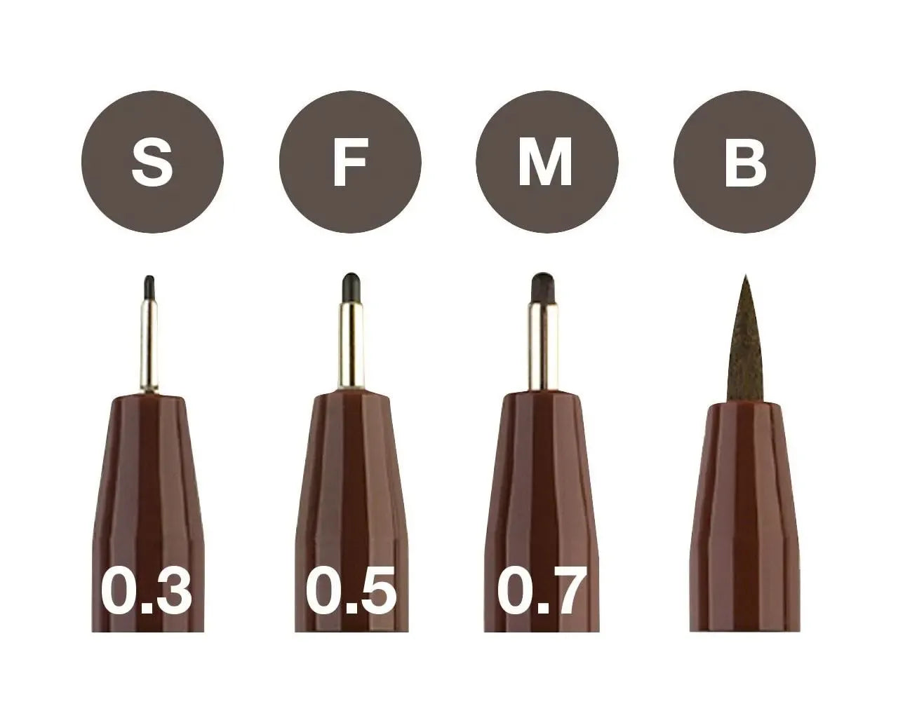 Faber-Castell Pitt Artist Pen India ink pen wallet of 4, dark sepia 167101