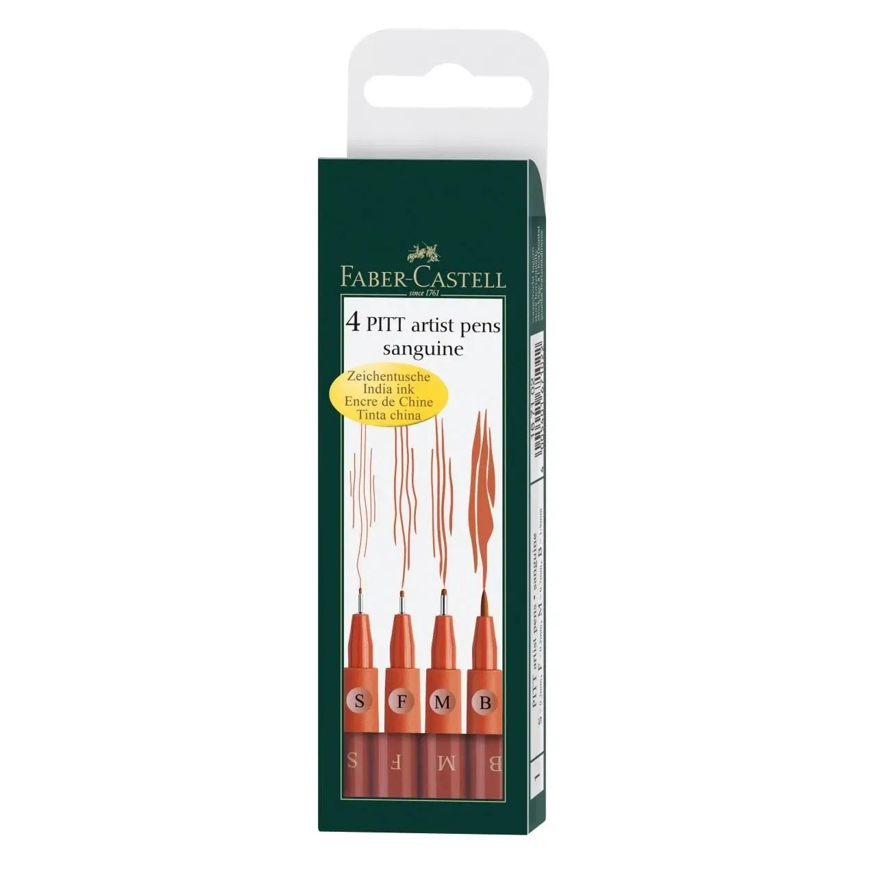 Faber-Castell Pitt Artist Pen India ink pen wallet of 4, sanguine 167102