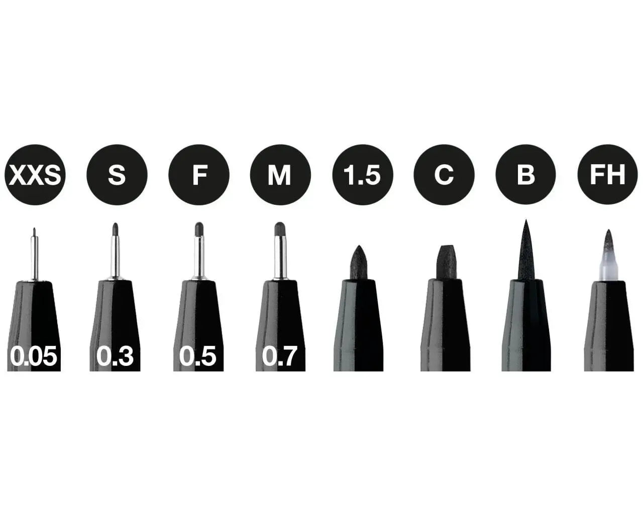 Faber-Castell Pitt Artist Pen India ink pen wallet of 8, black 167158