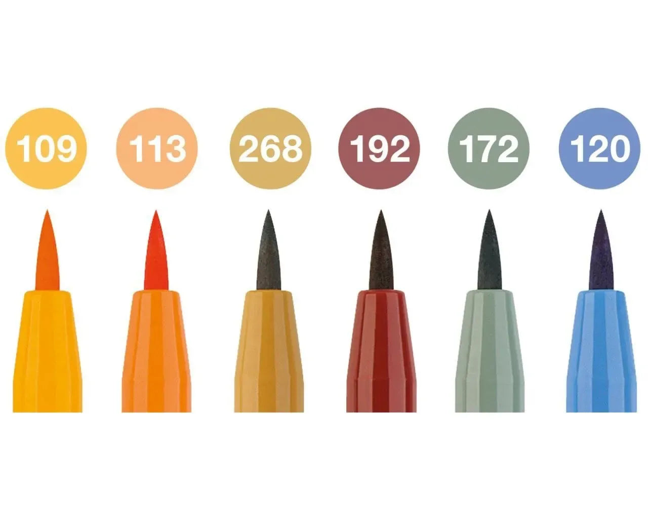 Faber-Castell Pitt Artist Pen Brush India ink pen wallet of 6, Harvest 167179