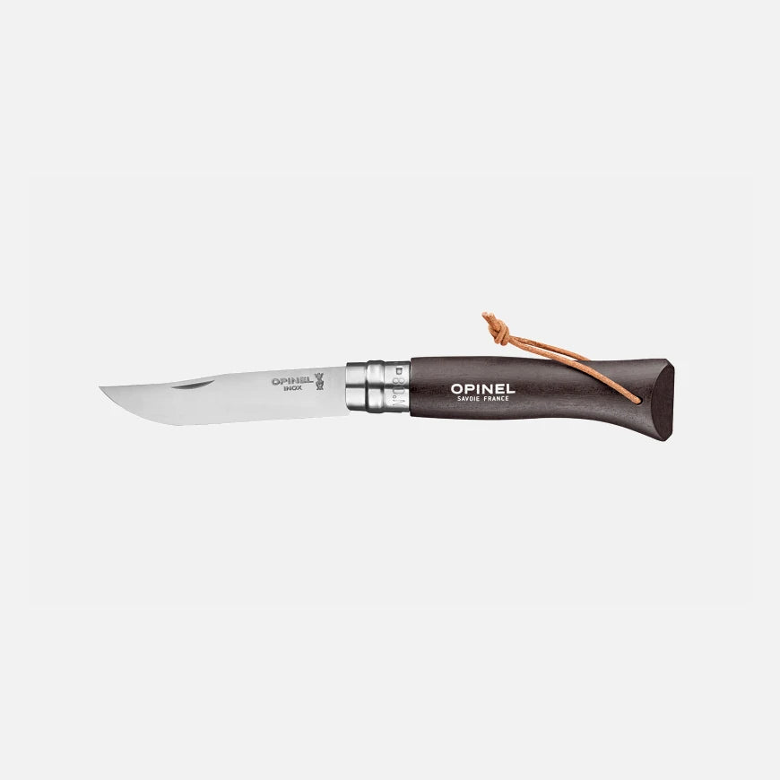 Opinel No.08 Bushwhacker Dark Brown Stainless Steel Folding Knife with Lanyard 002211