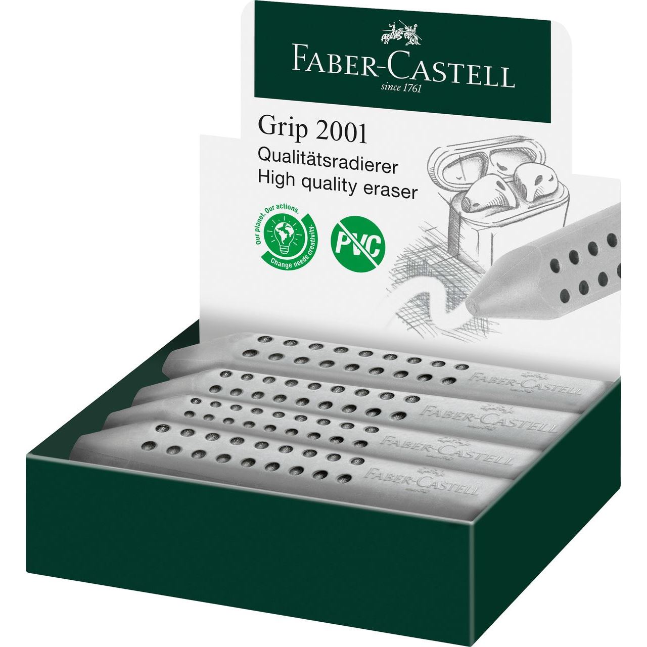 Faber-Castell Grip 2001 Triangular Eraser Grey 187100