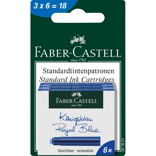 Faber-Castell Ink cartridges, standard, 6x royal blue erasable, set of 3, 201621