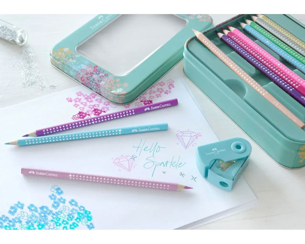 Faber-Castell Sparkle colour pencil set tin turquoise, 21 pieces 201641