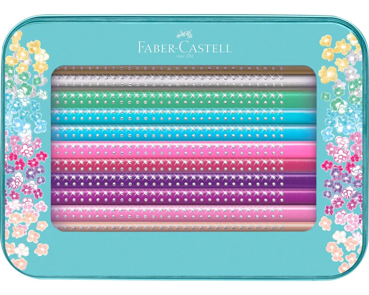 Faber-Castell Sparkle colour pencil set tin turquoise, 21 pieces 201641