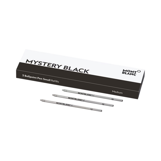 Montblanc 3 Ballpoint Small Refills, Mystery Black - Medium 128222