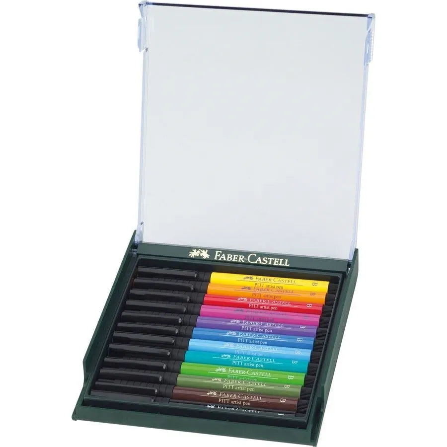 Faber-Castell Pitt Artist Pen Brush India ink pen set of 12, Basic tones 267421