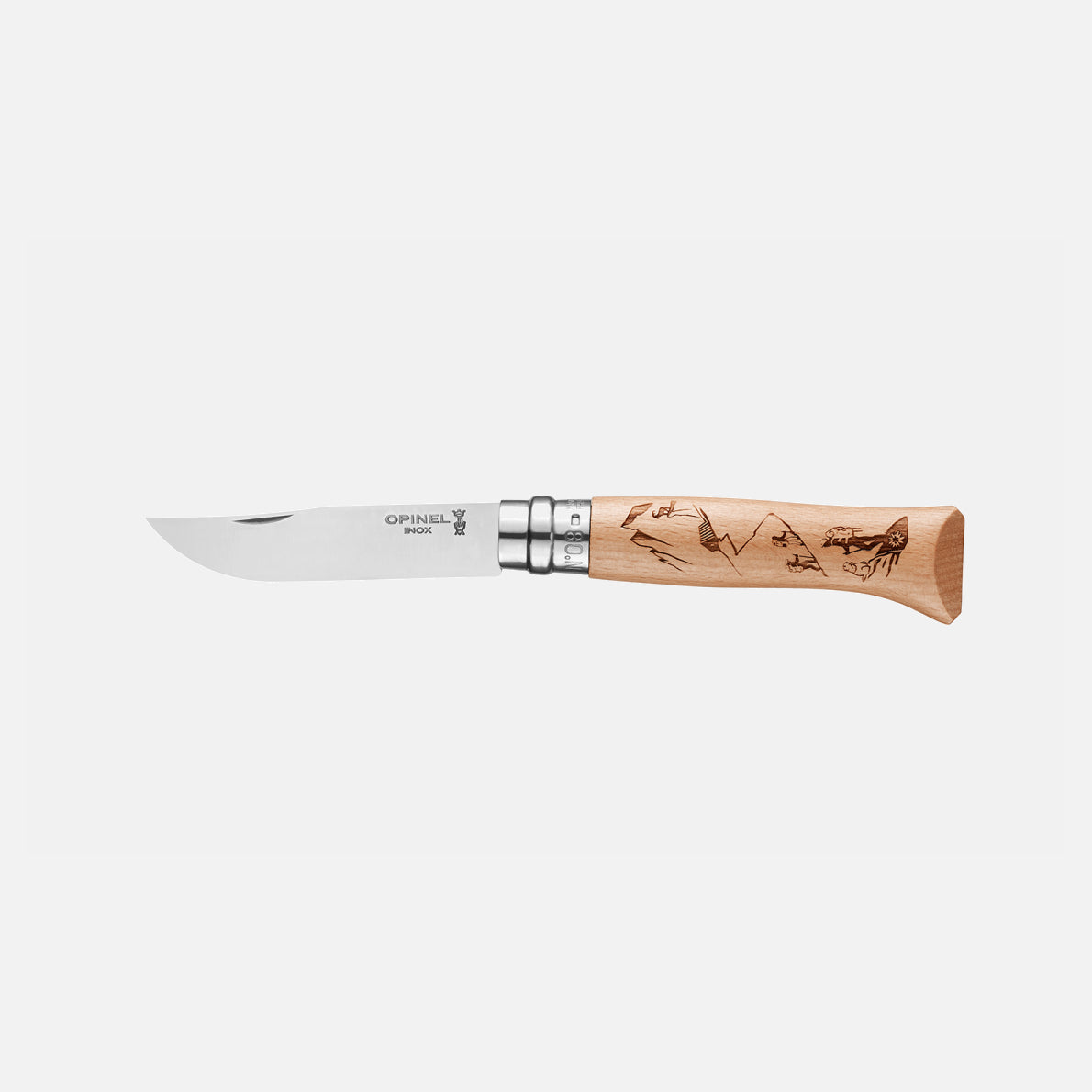 Opinel N°08 Engraved Hiking Pocket Knife - Alpine Adventures 002186