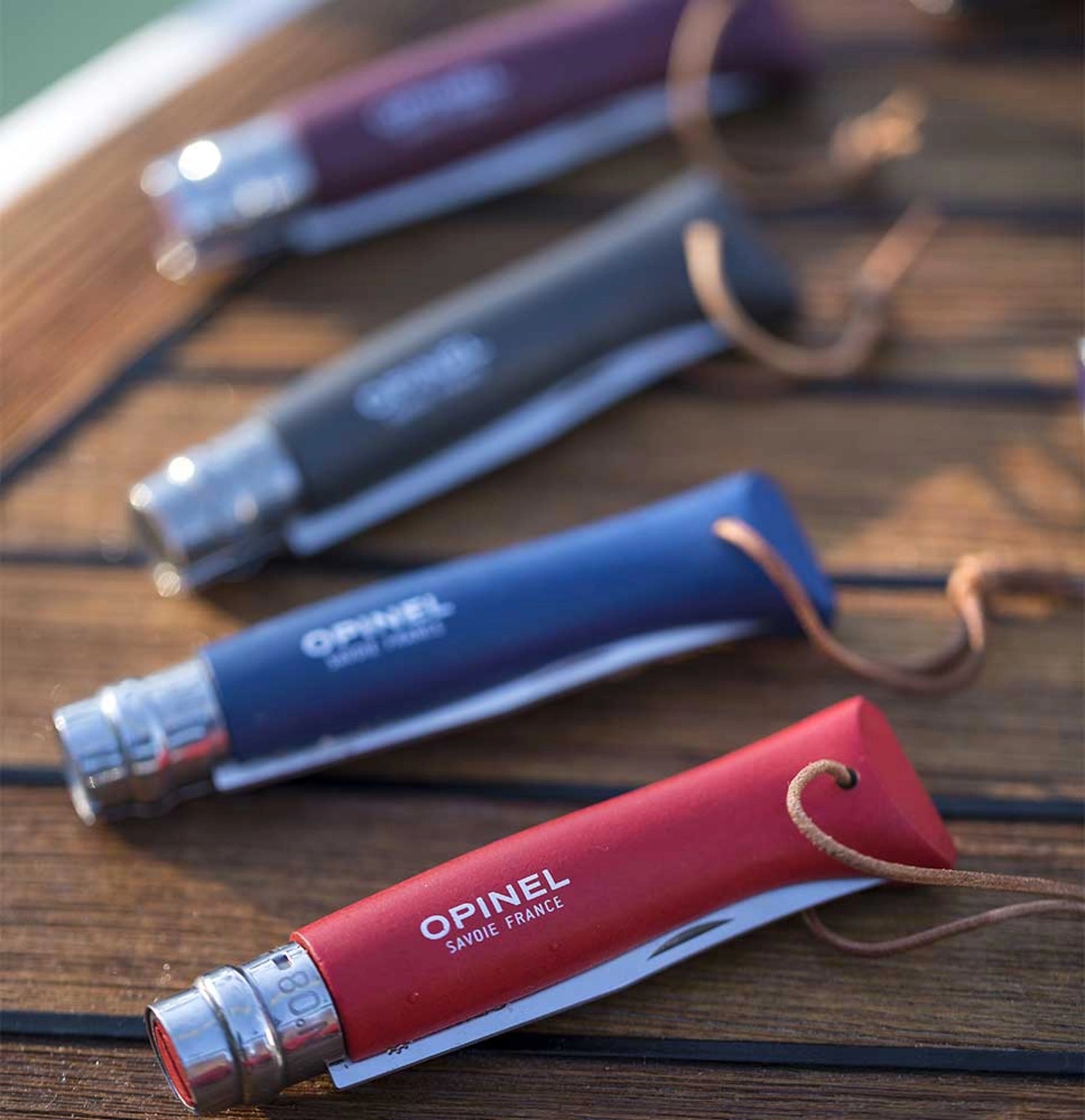 Opinel No.08 Bushwhacker Red Stainless Steel Folding Knife with Lanyard 001705