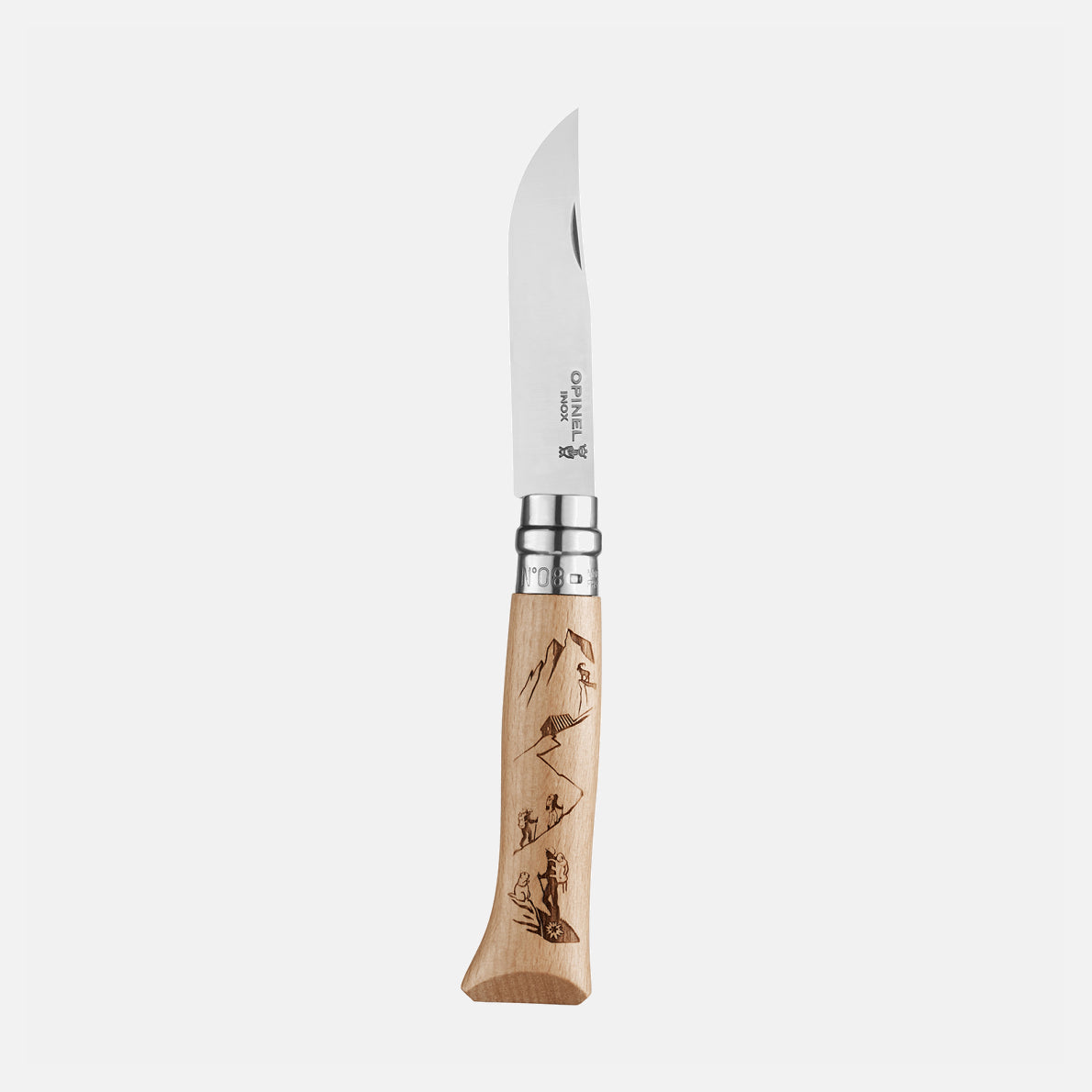 Opinel N°08 Engraved Hiking Pocket Knife - Alpine Adventures 002186