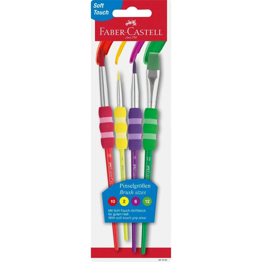 Faber-Castell Brush set with soft touch grip area, 4 sizes on blister card 481600